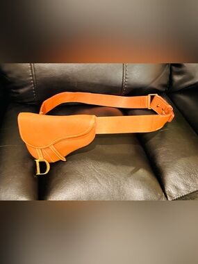 Dior Mini Saddle Bag Caramel Leather Waist Belt Crossbody 7.0 × 5.9 × 2.3in